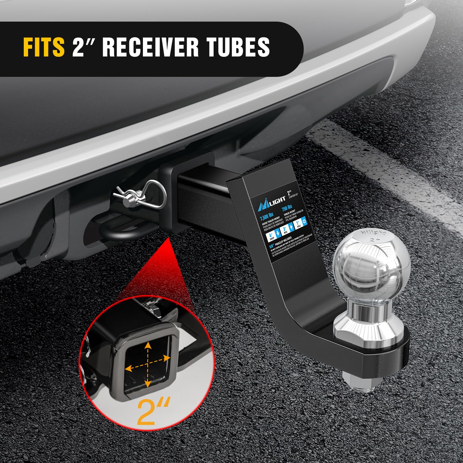 Nilight mounted on vehicle receiver showing real-world towing setup