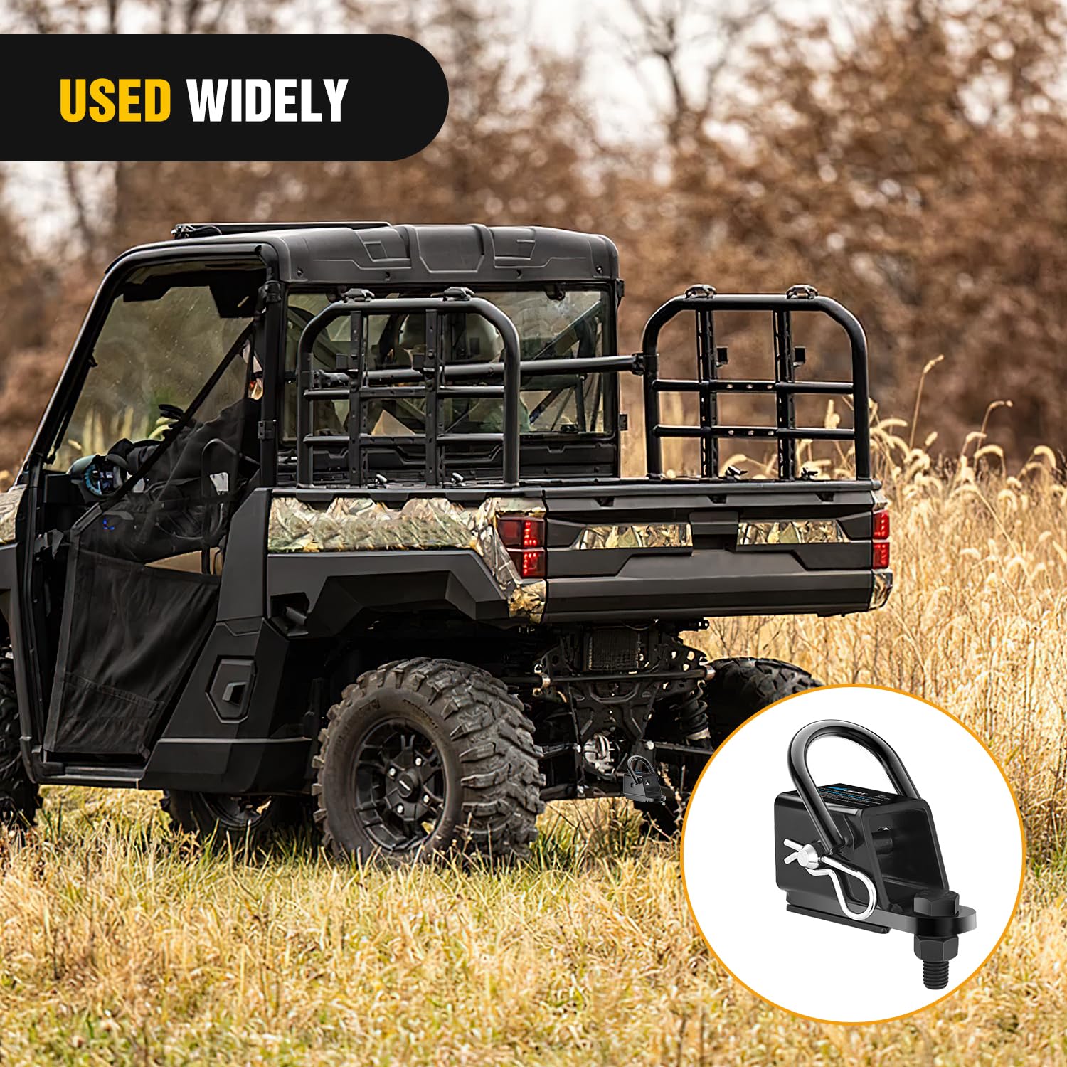Nilight attached to ATV towing a cargo carrier demonstrating practical hauling