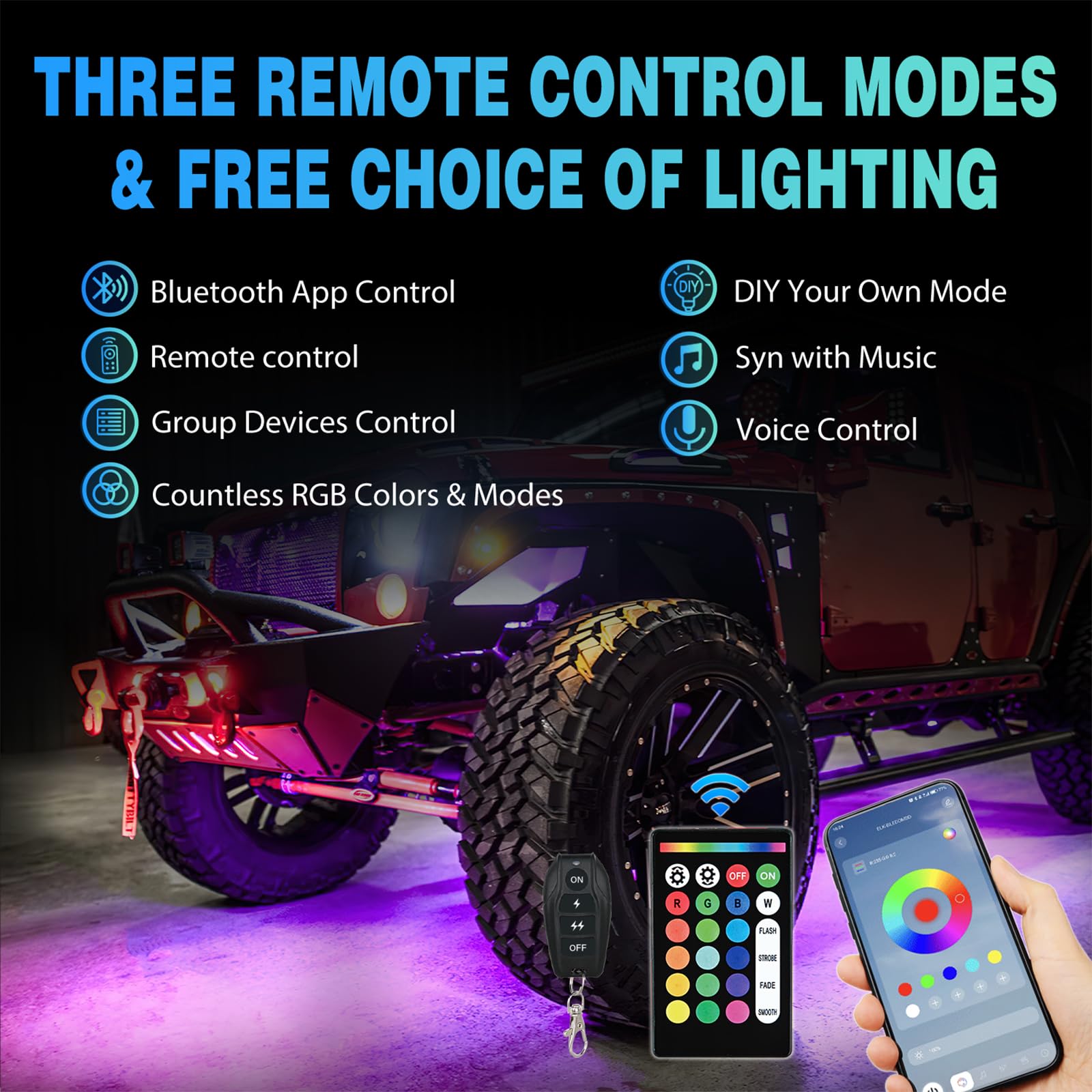 Nilight mounted under vehicle lighting ground and wheel well visibility improvement