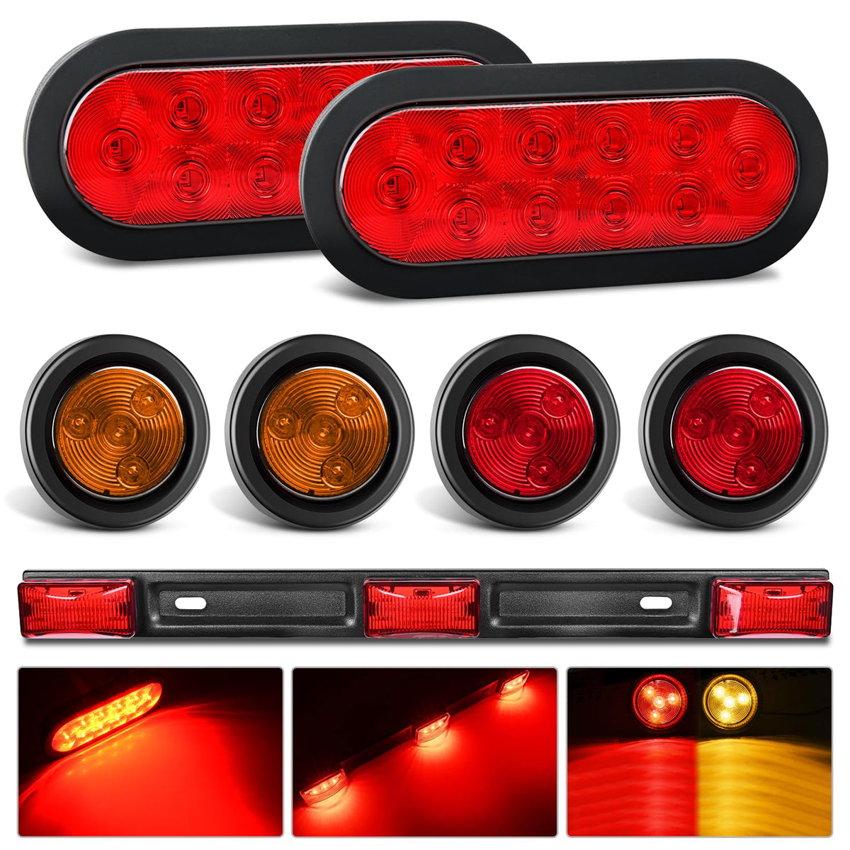 Nilight oval taillight front showing bright LEDs and clear lens benefit visibility