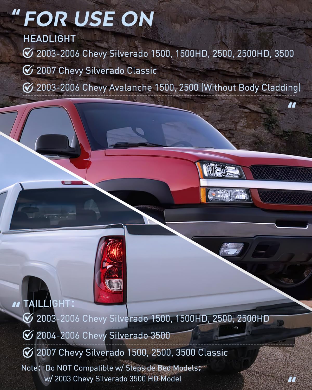 Nilight package contents showing driver and passenger headlights and taillights