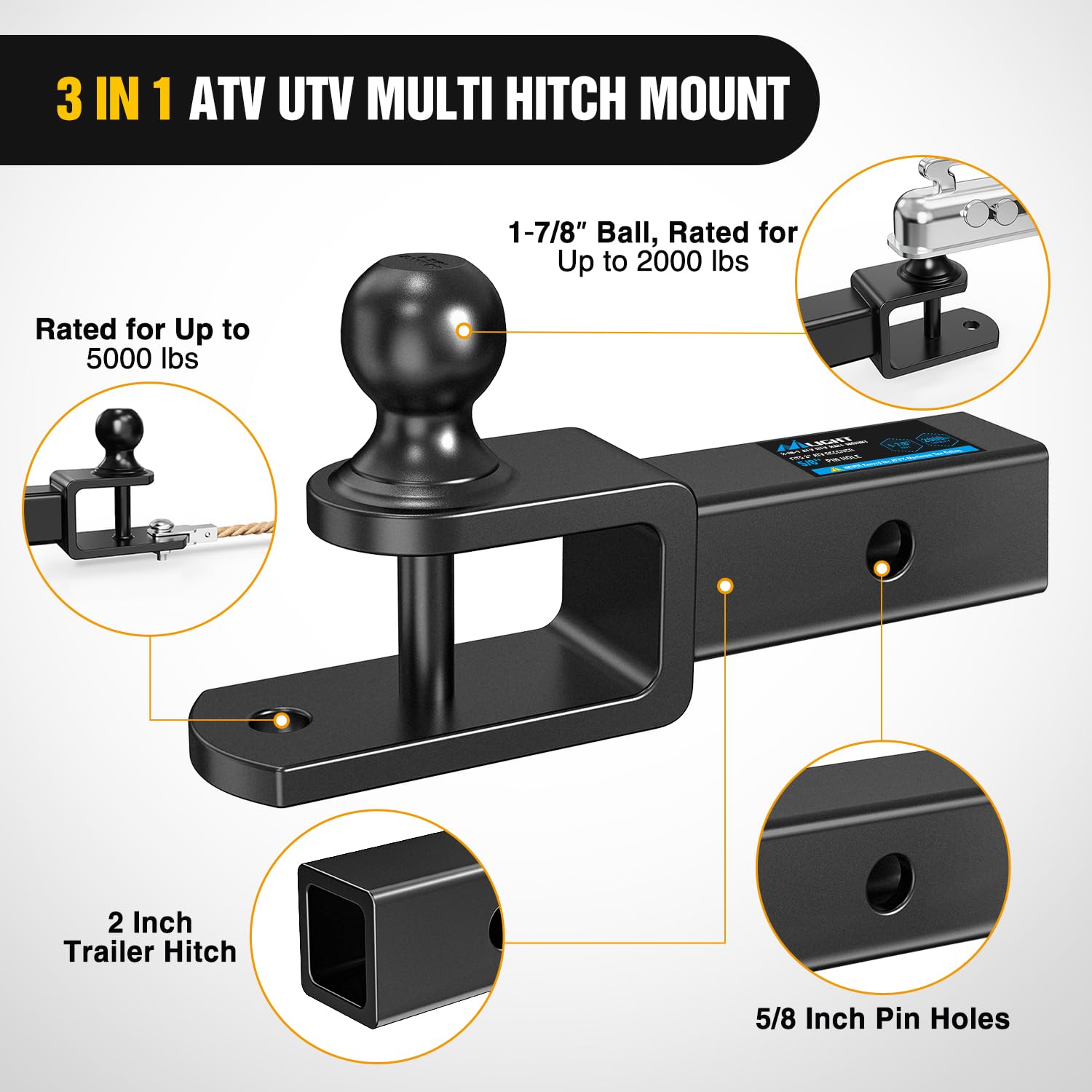 Nilight included hitch pin and bridge showing easy setup