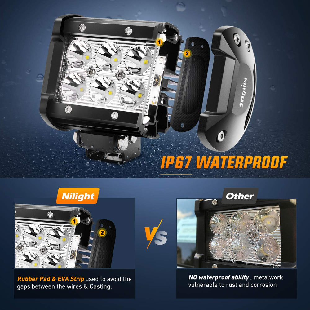 Nilight pod adjustable bracket detail showing aiming flexibility and secure mount