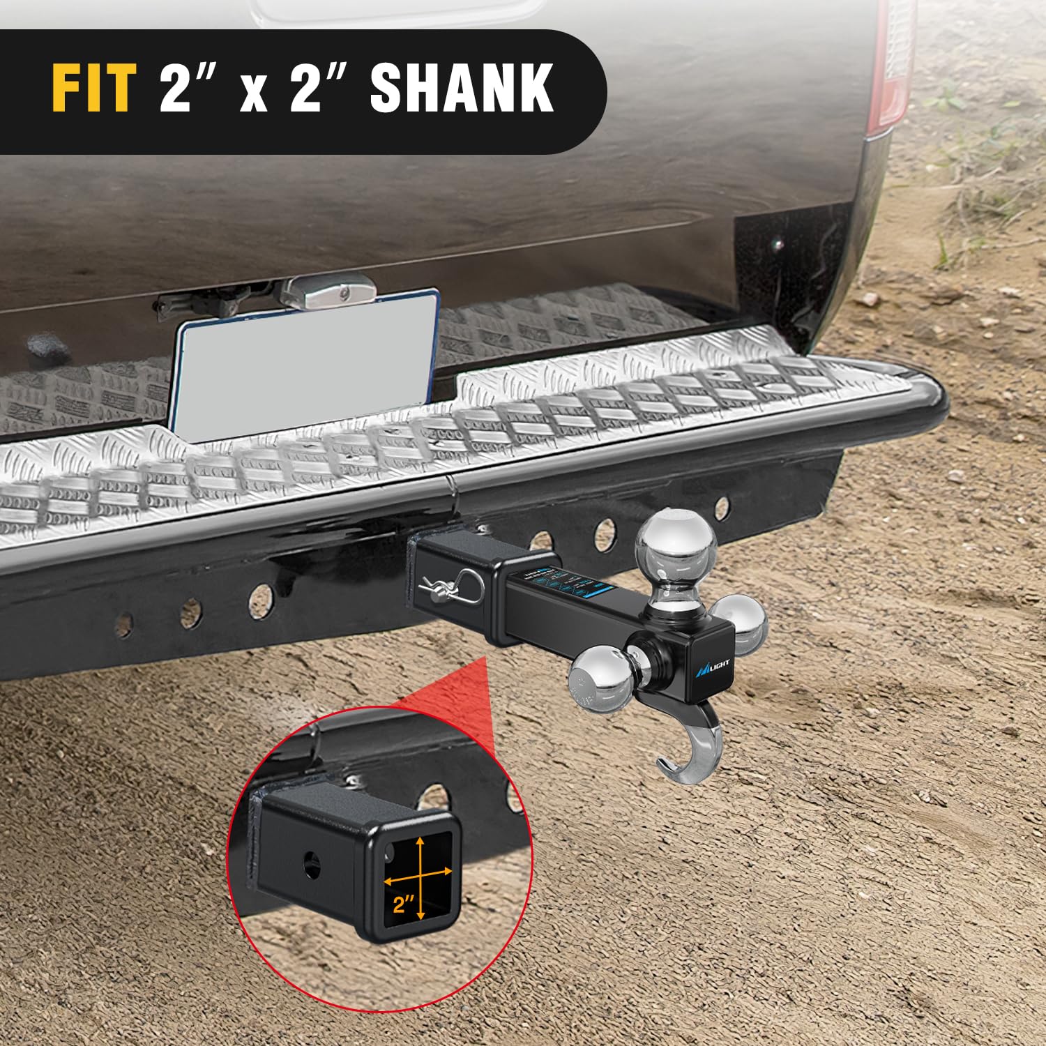 Nilight receiver installed with ball mount showing practical towing use