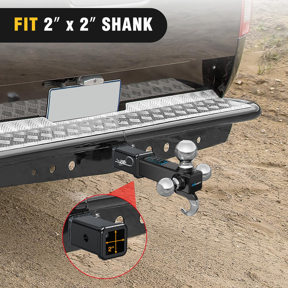 Nilight receiver installed with ball mount showing practical towing use