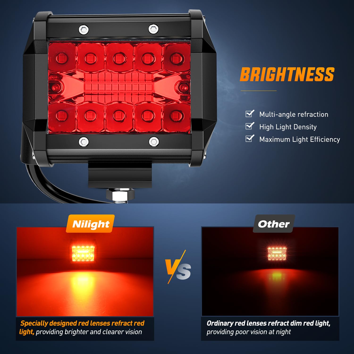 Nilight bezel and lens detail showing durable bezel and shatterproof lens