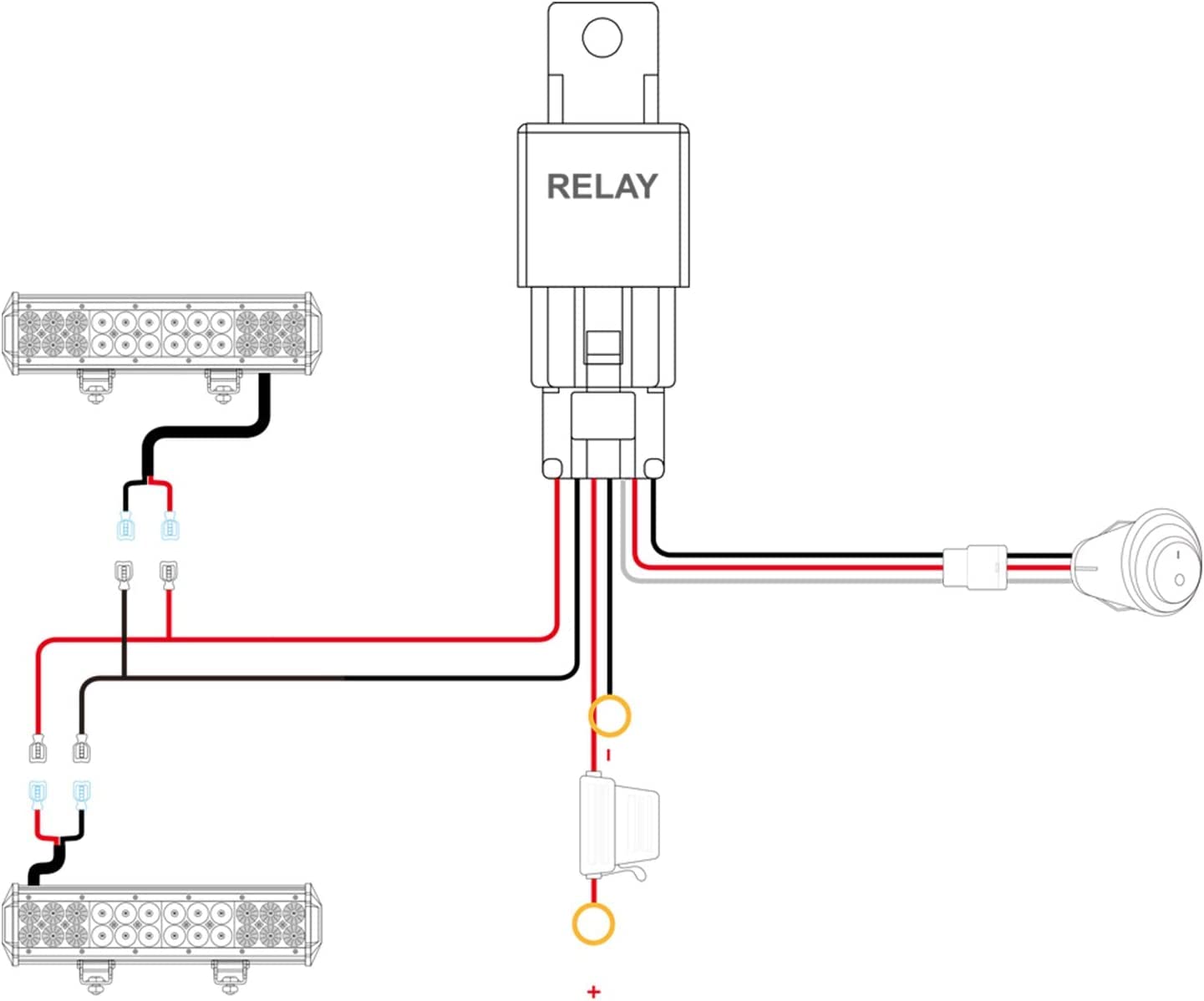 Nilight relay and blade fuse module showing protection components to prevent overloads