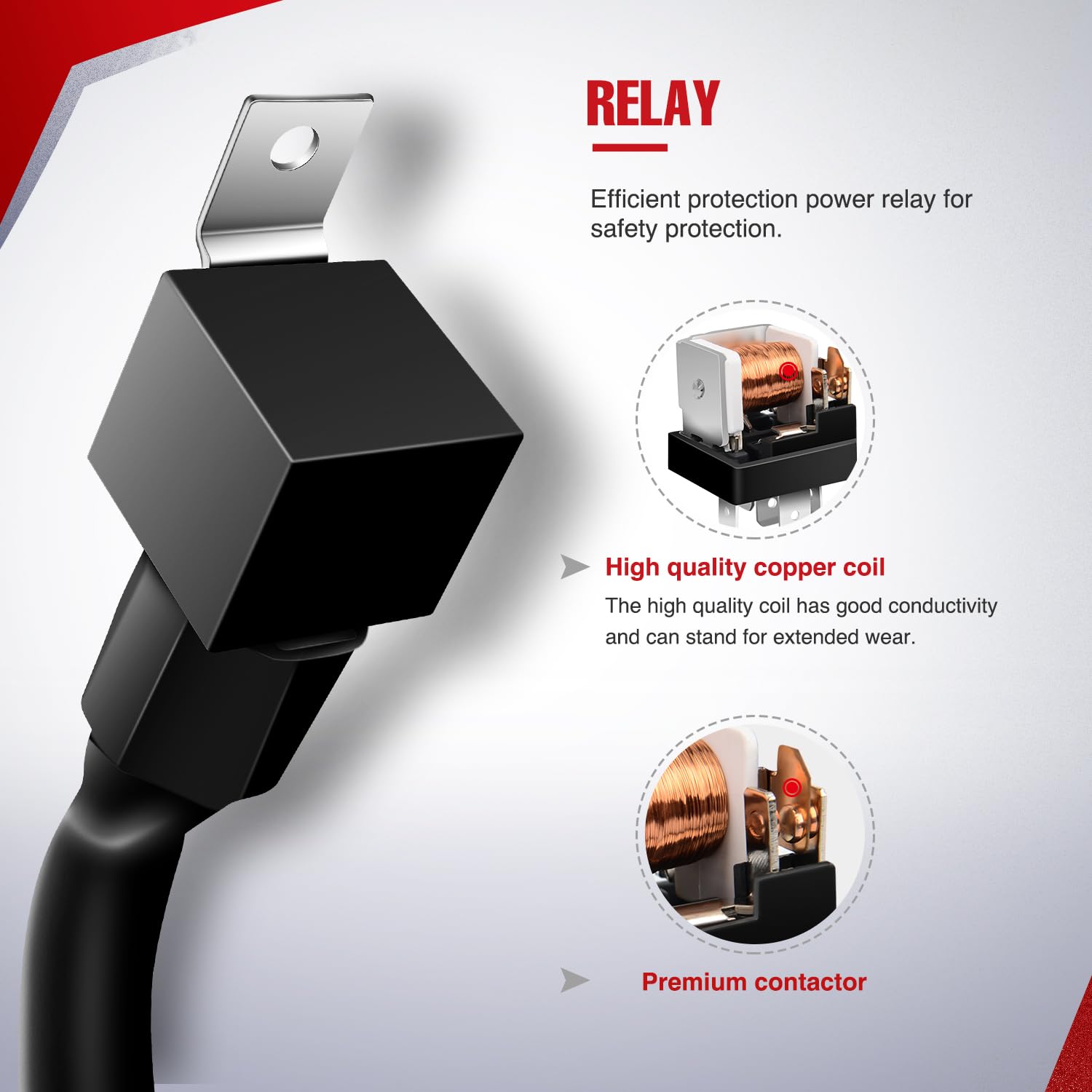 Nilight detail of power relay and inline blade fuse providing overcurrent protection benefit