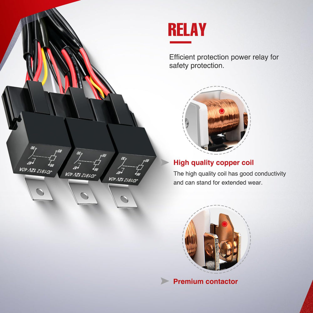 Nilight relay and inline blade fuse detail protecting circuits from overcurrent