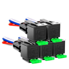 Nilight relay pack front view showing five harnesses and neat packaging benefit quick install