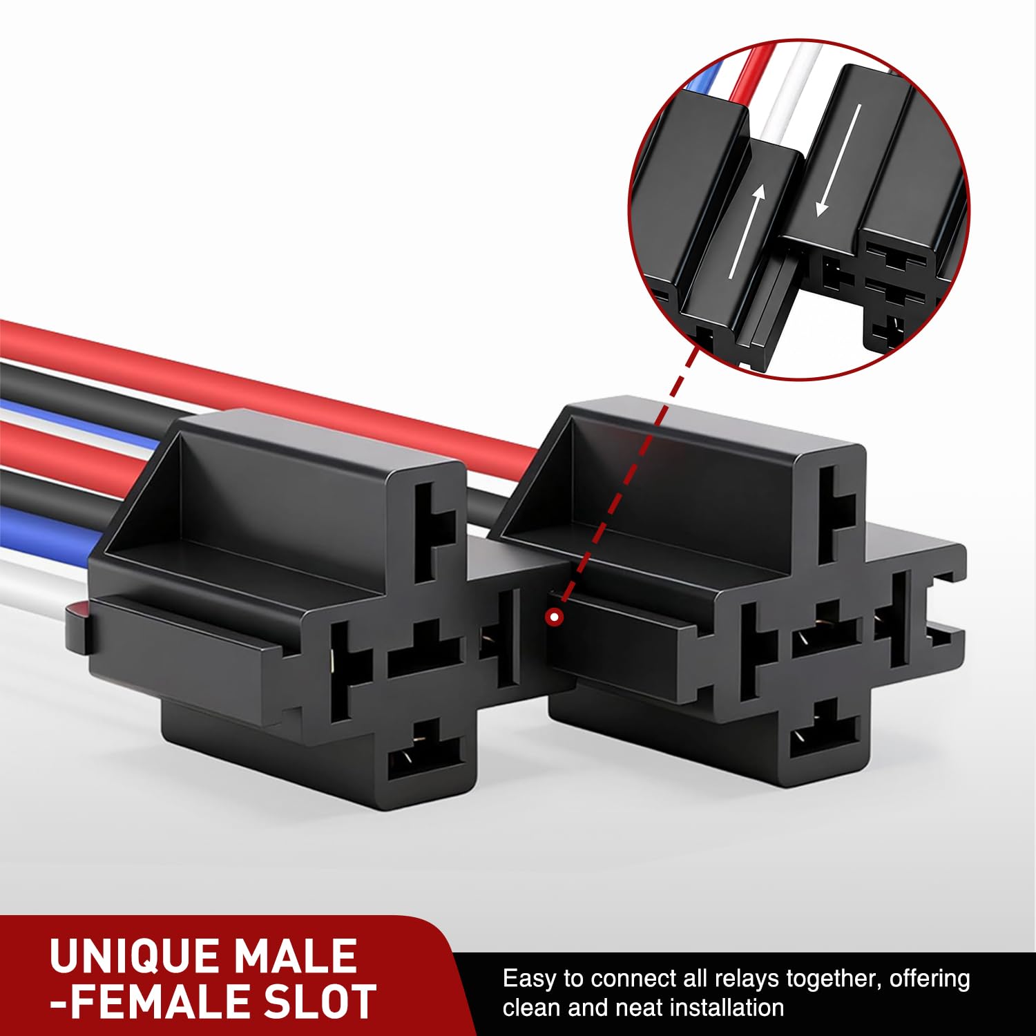 Nilight relay with 30A blade fuse inserted highlighting integrated circuit protection