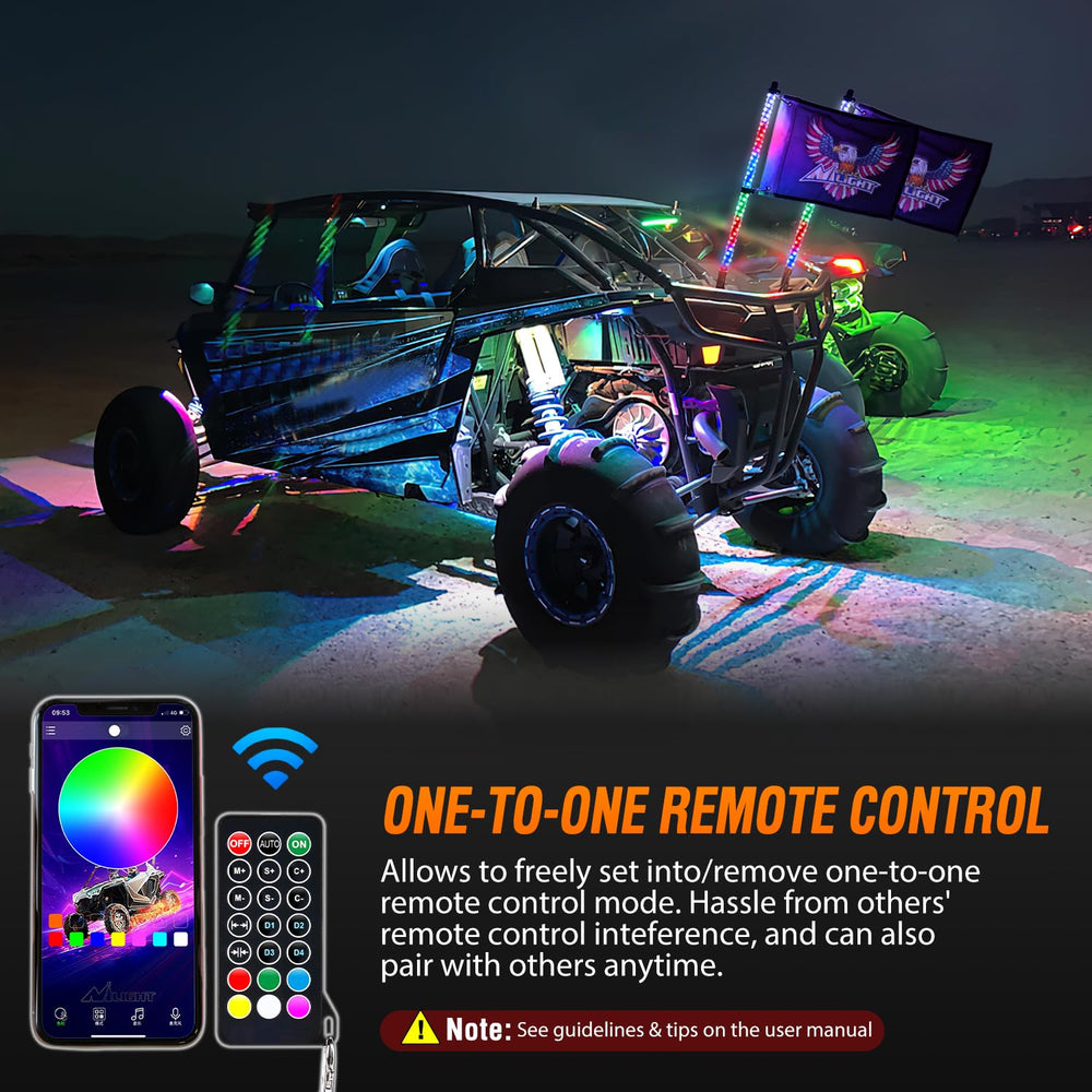 Nilight RF remote and Bluetooth app on phone for easy custom control