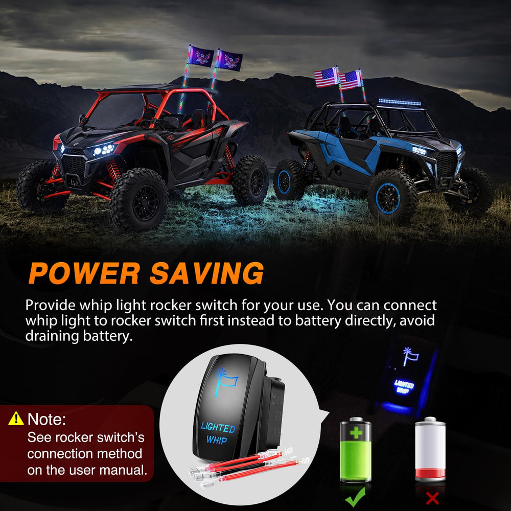 Nilight rocker switch and wiring harness for reduced battery drain