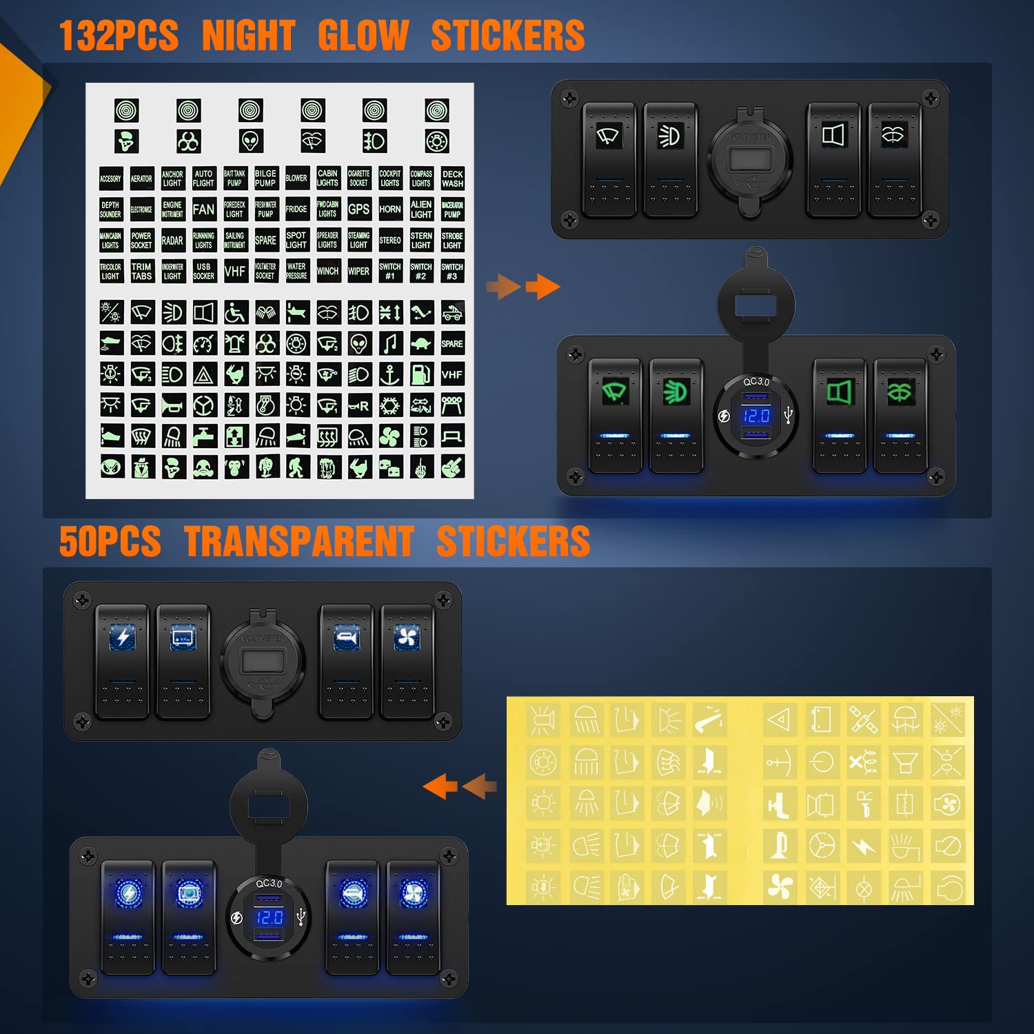 Nilight illuminated rocker switches providing clear status visibility at night