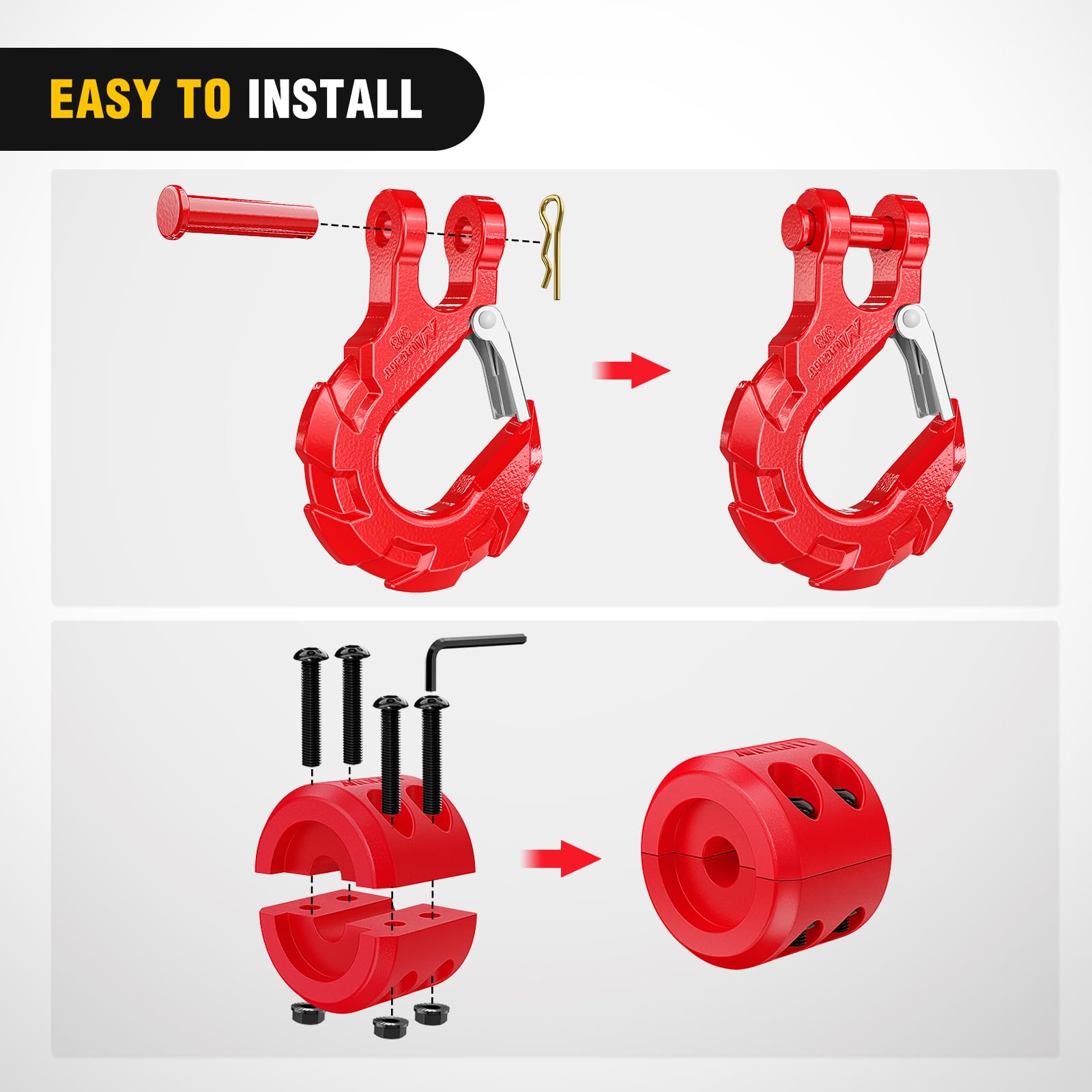 Nilight safety latch and 1/2" clevis pin visible for secure, reliable attachment