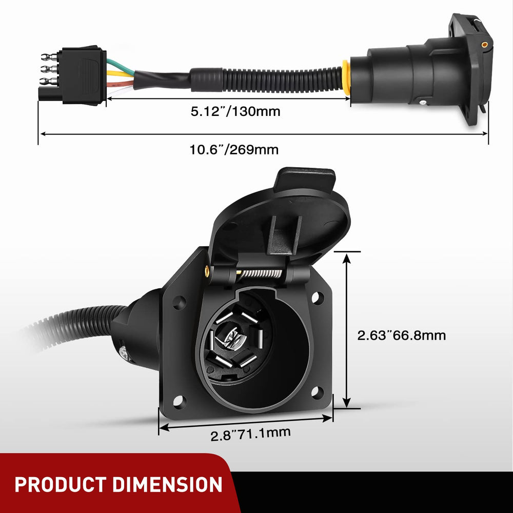 Nilight adapter beside a ruler to show compact size for tight hitch spaces