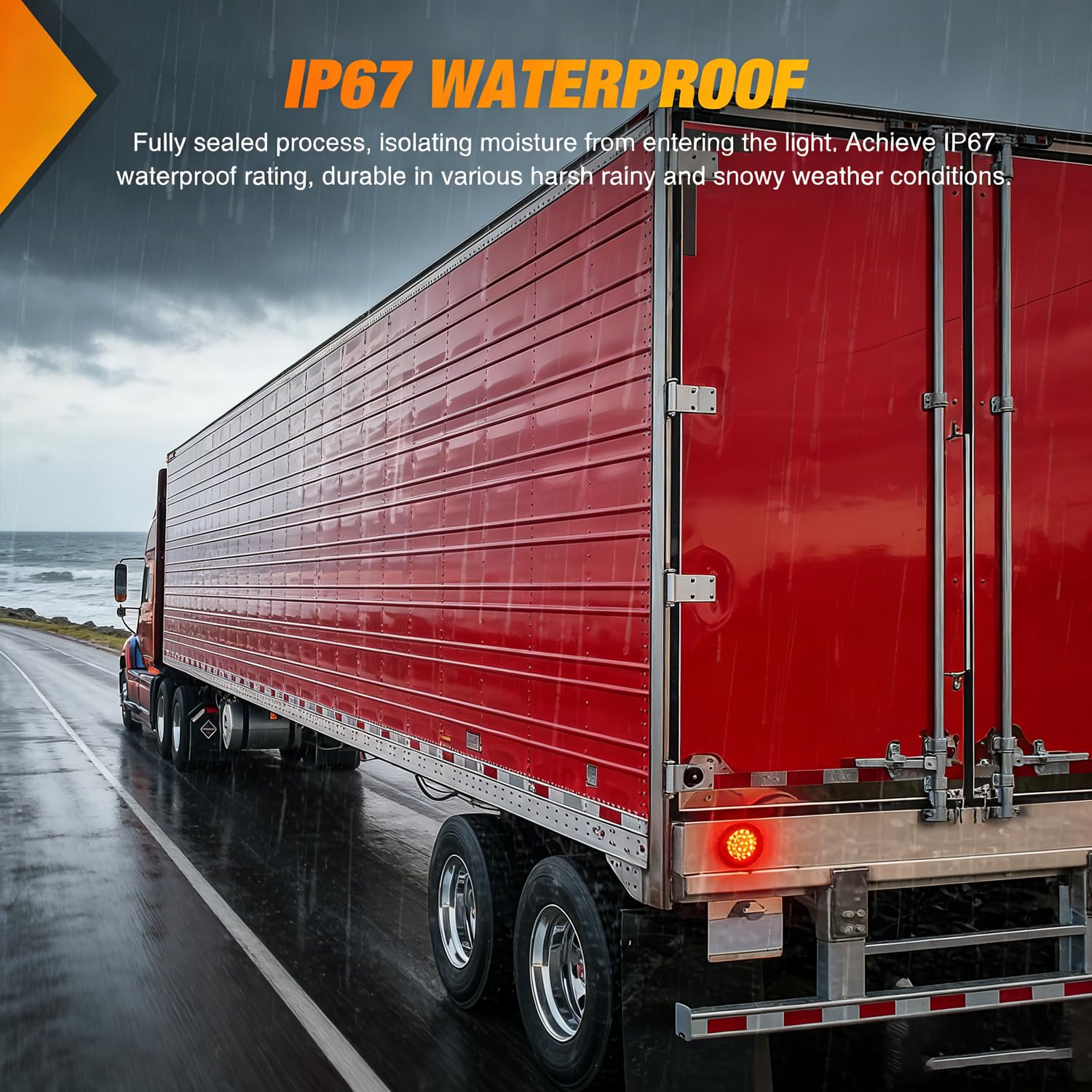 Nilight sealed housing with water splash demonstrating IP67 protection