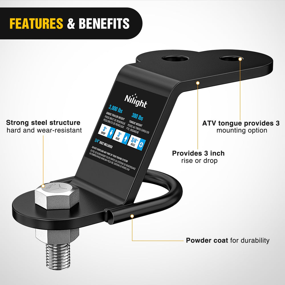 Nilight side profile showing all three mounting positions for versatile clearance