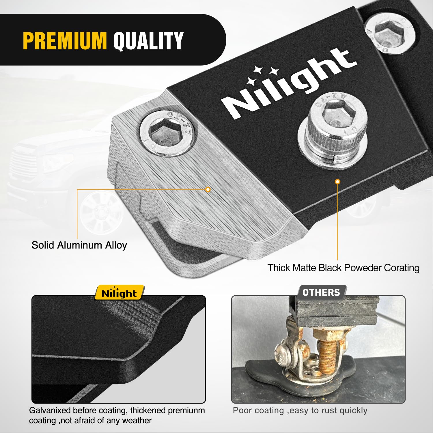 Nilight side profile with LED pod mounted demonstrating stable, low-profile fit
