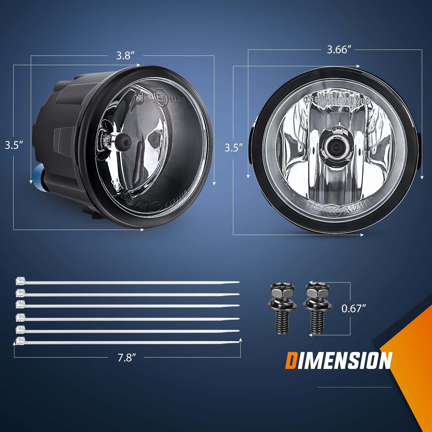 Nilight fog light beside ruler demonstrating compact dimensions and accurate scale for fit confirmation