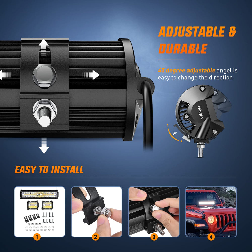 Nilight sliding mounting bracket detail showing secure quakeproof attachment benefit