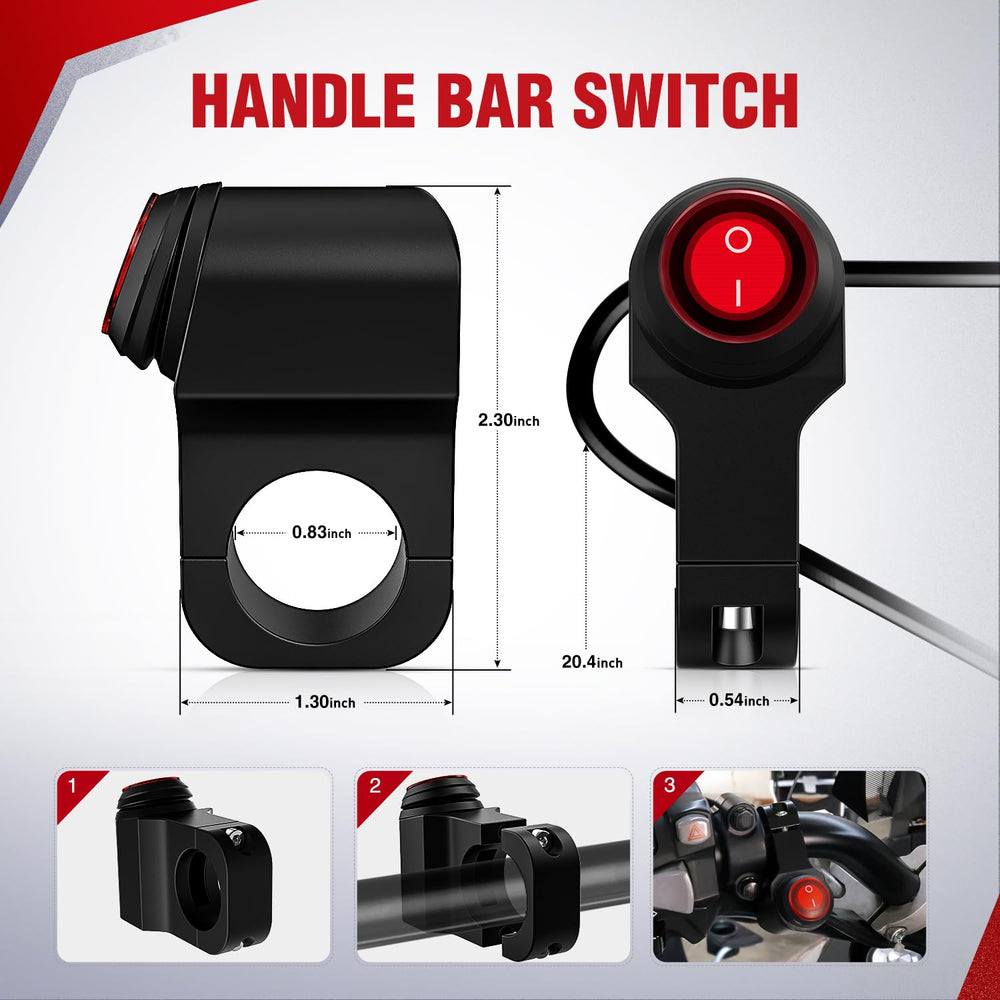 Nilight illuminated switch mounted on motorcycle handlebar for easy control