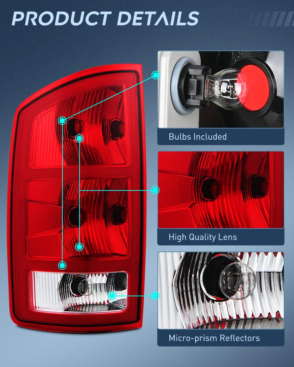 Nilight taillight bulbs and wiring included for fast replacement and ready operation