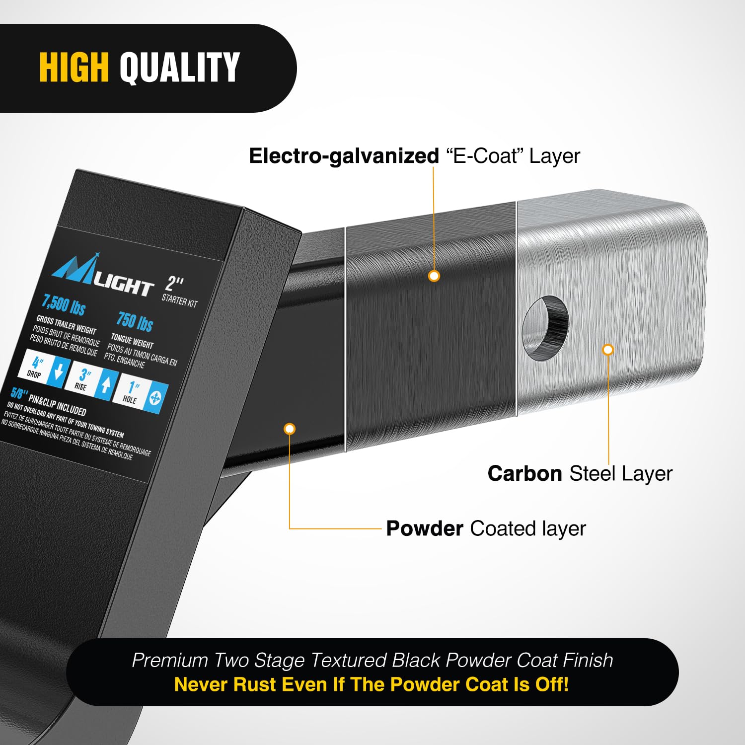 Nilight textured black powder coating finish for lasting corrosion resistance