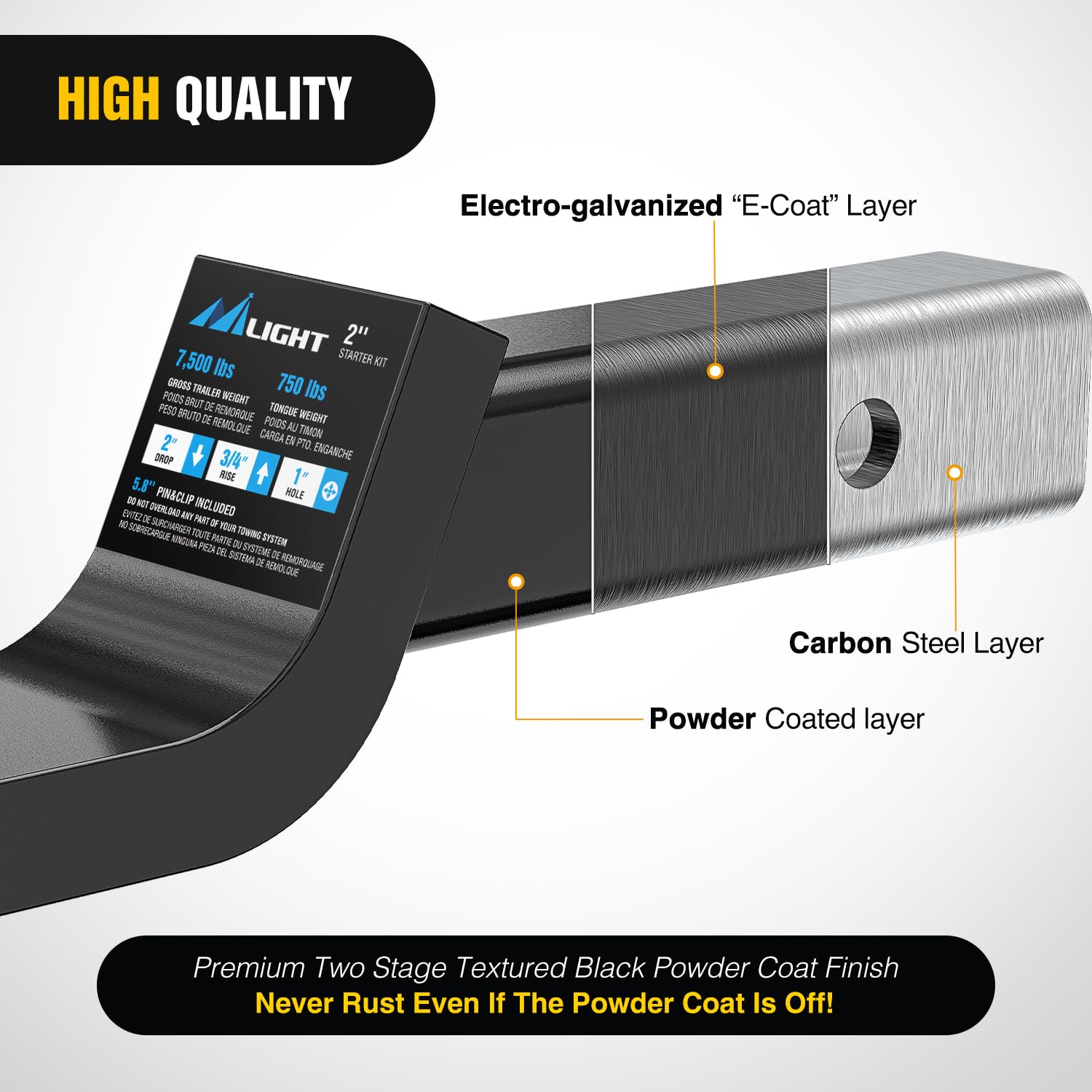Nilight textured black powder coat close-up showing corrosion resistance benefit