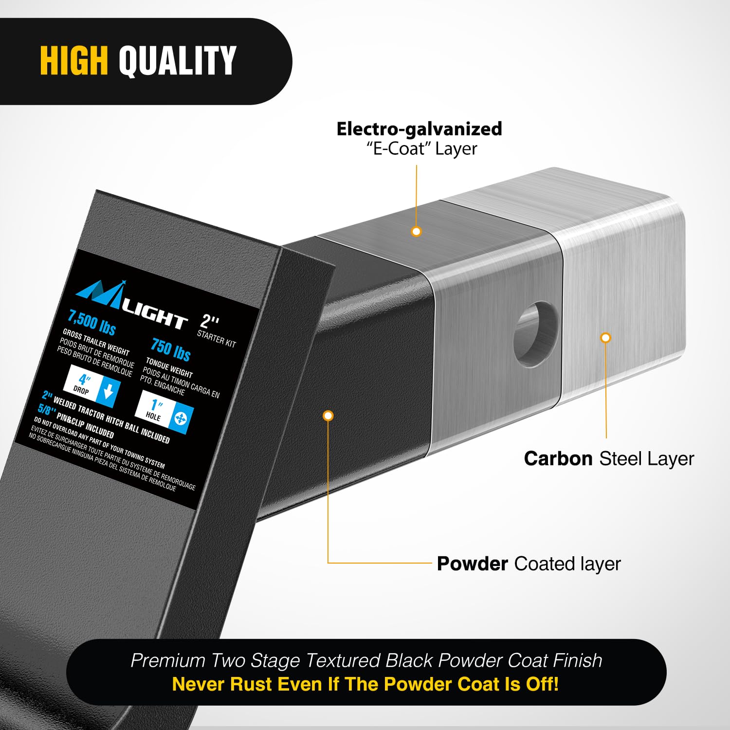 Nilight textured black powder coating close-up showing corrosion resistance benefit