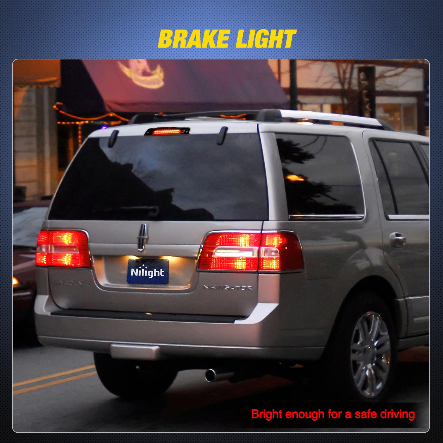 Nilight third brake light next to ruler showing dimensions for accurate fitment benefit