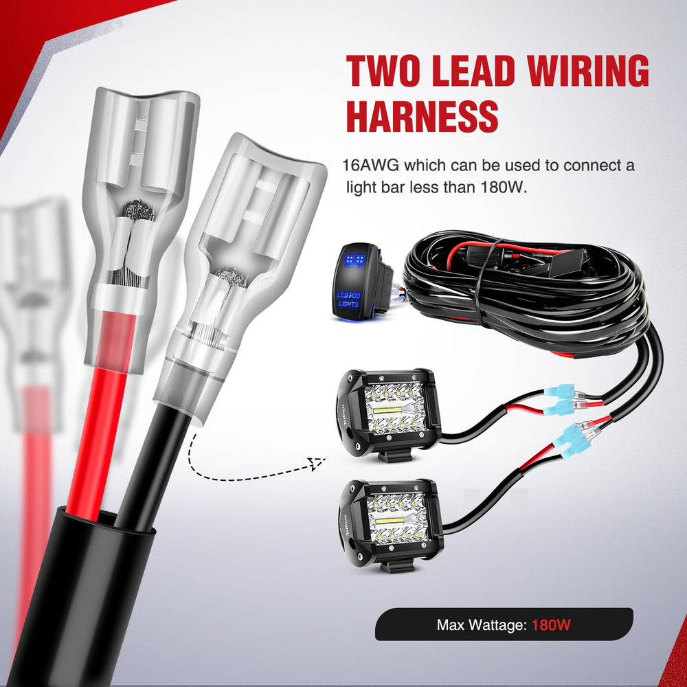 Nilight two output connectors close-up enabling dual light bar installations
