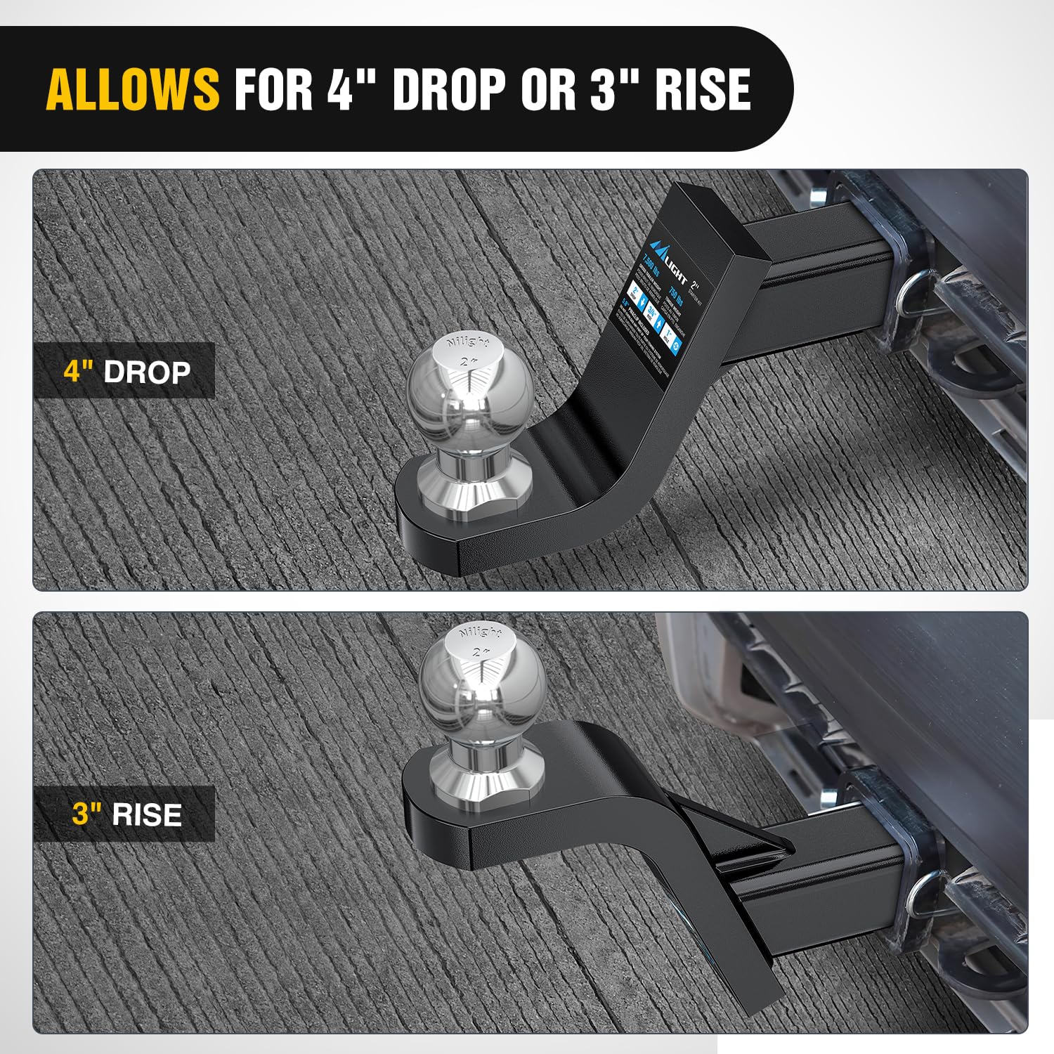 Nilight undercarriage clearance showing 4-inch drop and safe ground clearance