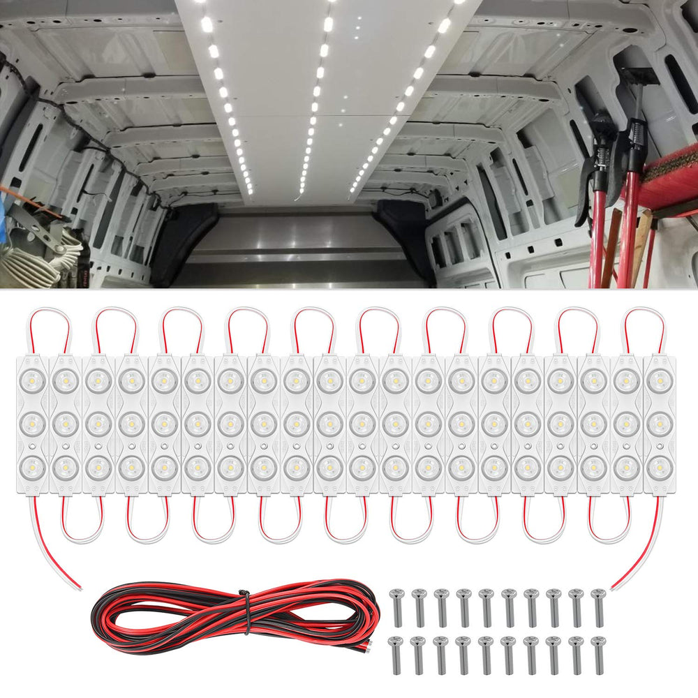 Nilight front view of ceiling kit showing bright even cargo lighting benefit