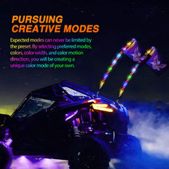 Nilight whips mounted on UTV roll cage showing enhanced visibility benefit
