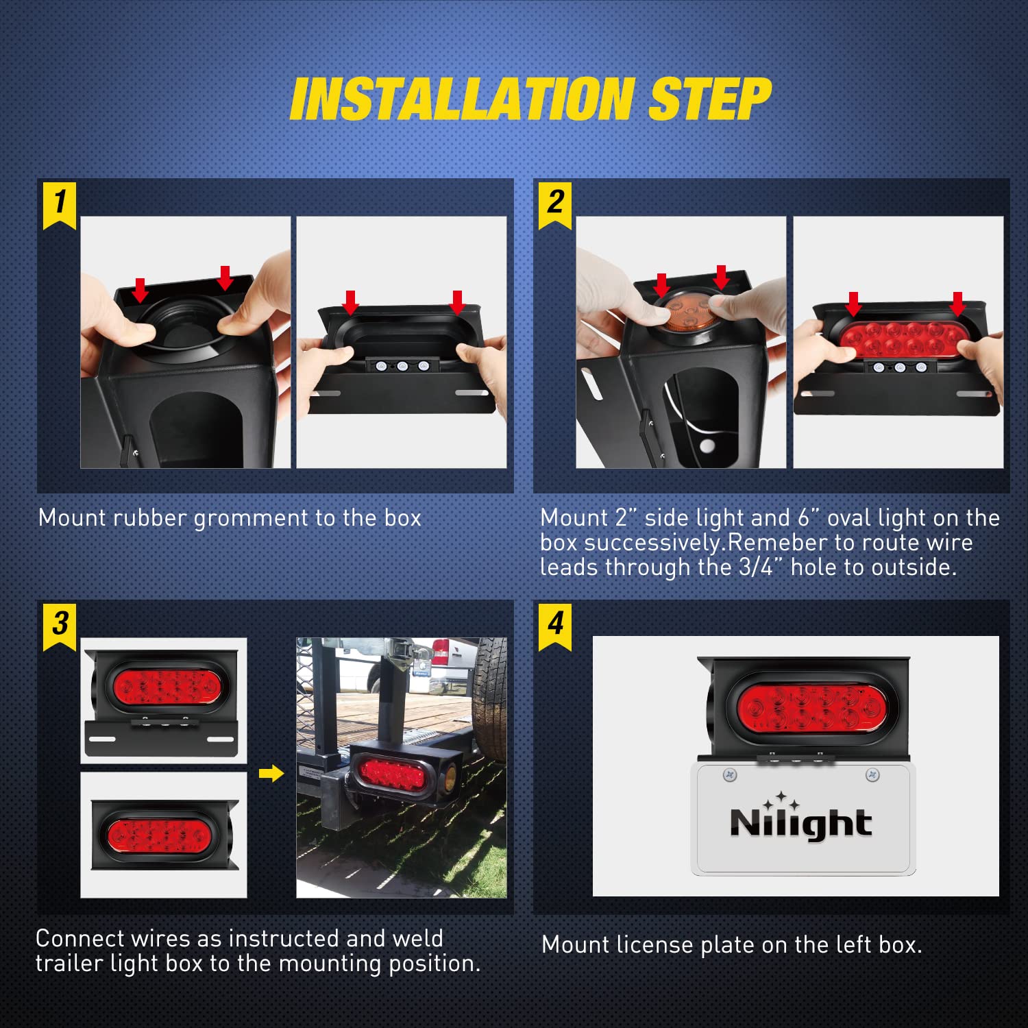 Nilight wiring pigtails with O-ring terminal and color-coded wires for quick, correct hookups