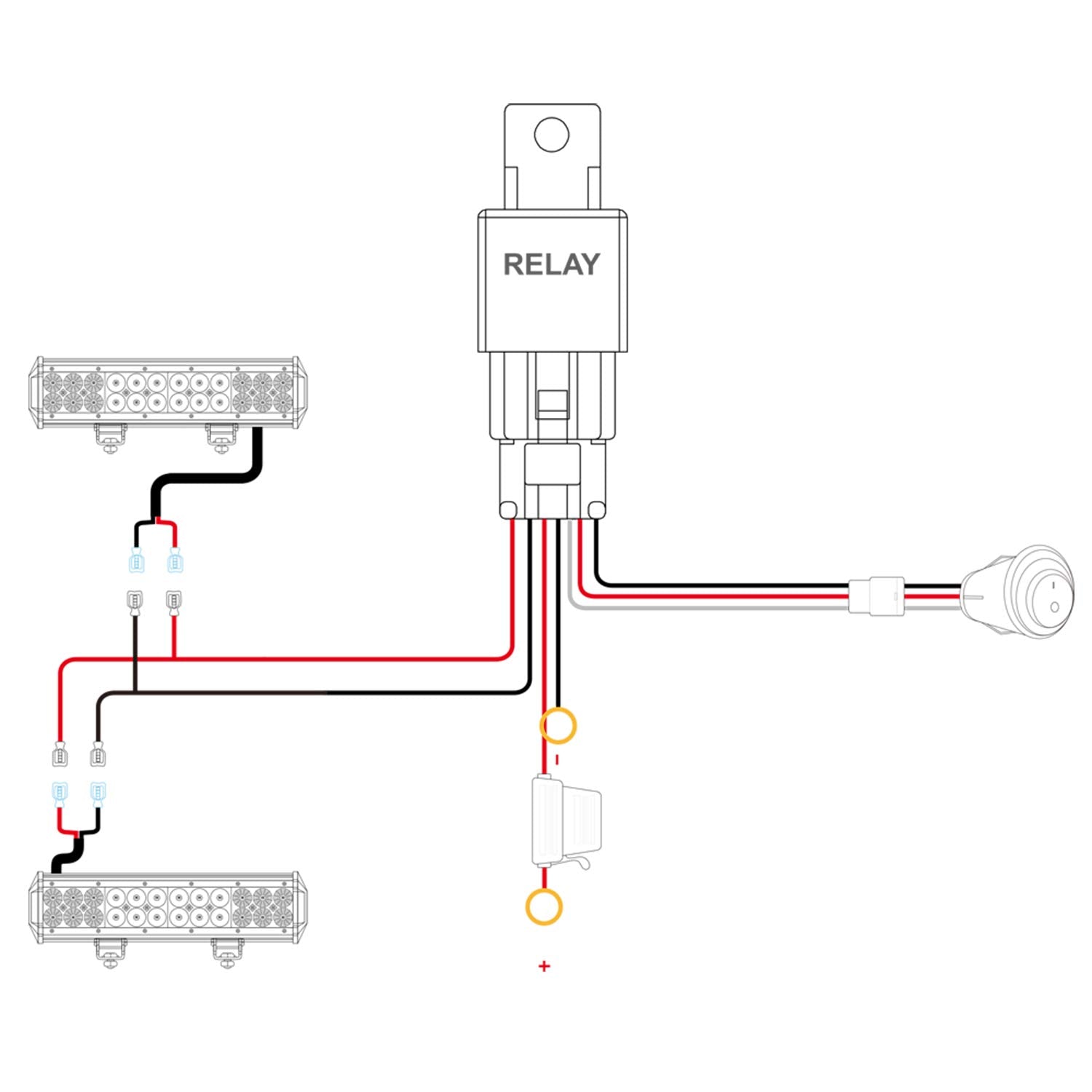 Nilight ZH009 wiring harness detail with 16AWG wires for better conductivity and heat resistance