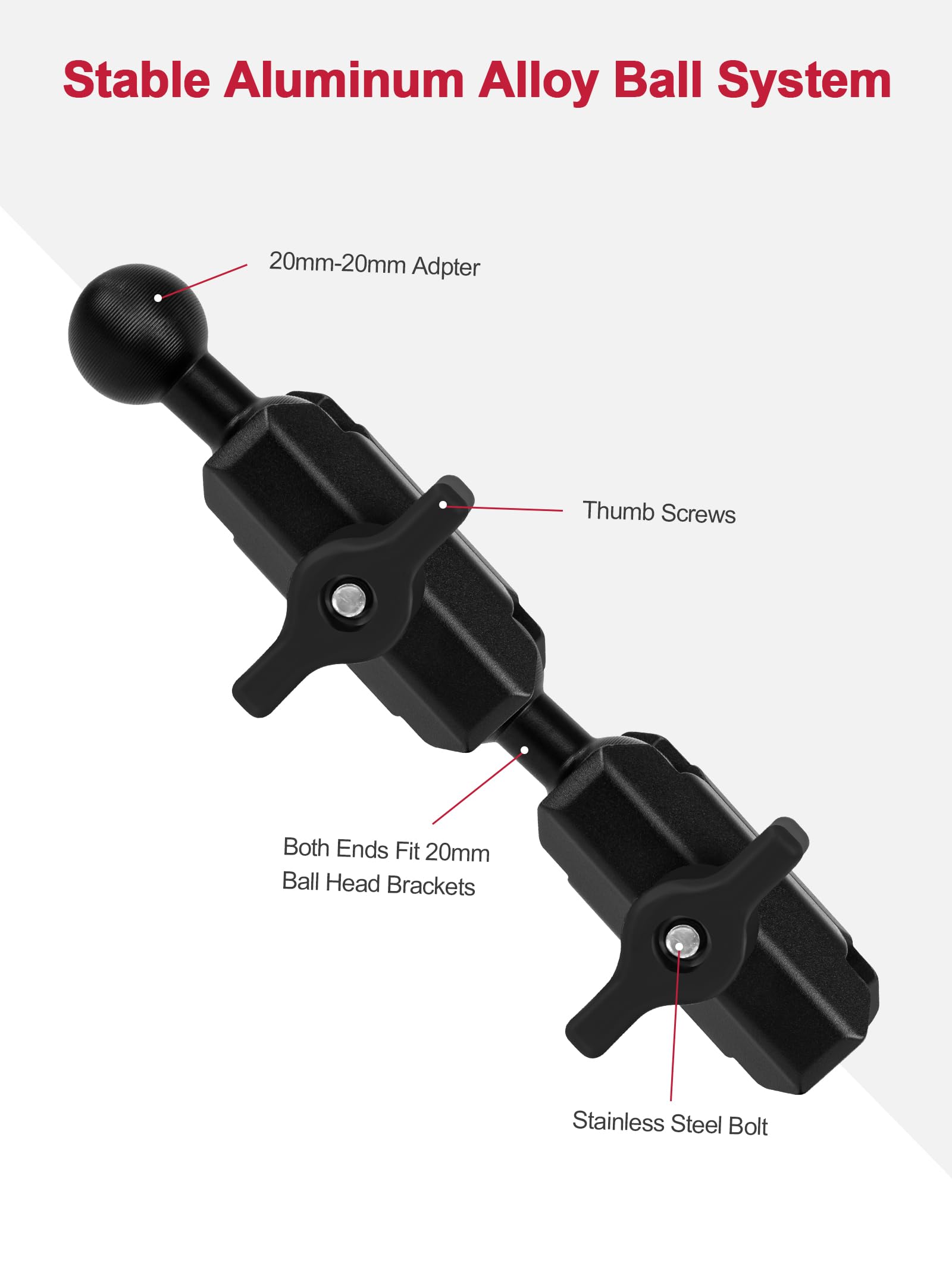 Nilkatss closeup of 20mm ball joint connection showing solid fit and secure hold
