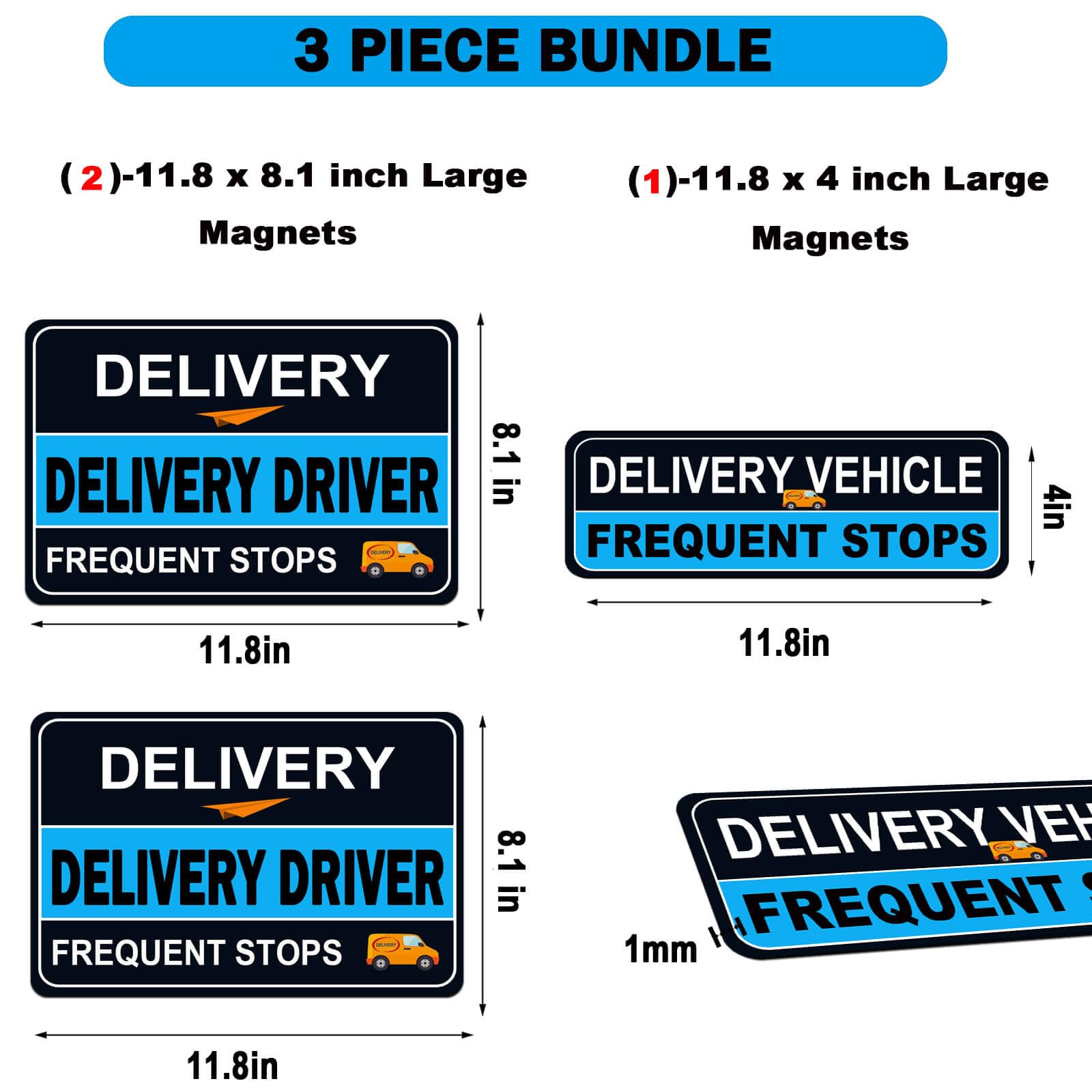 NIMONA three-pack laid flat illustrating included spare signs and compact storage