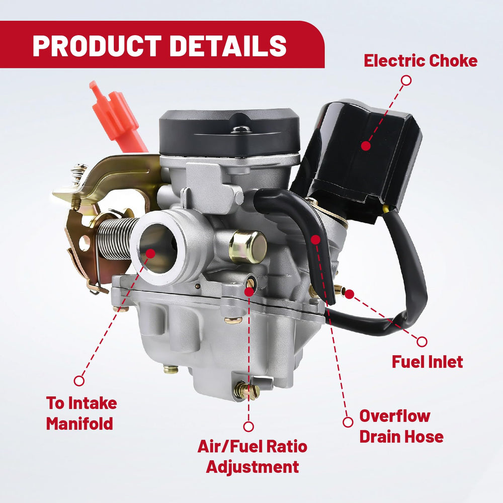 NIMTEK carburetor installed on a scooter showing how it integrates for reliable fueling