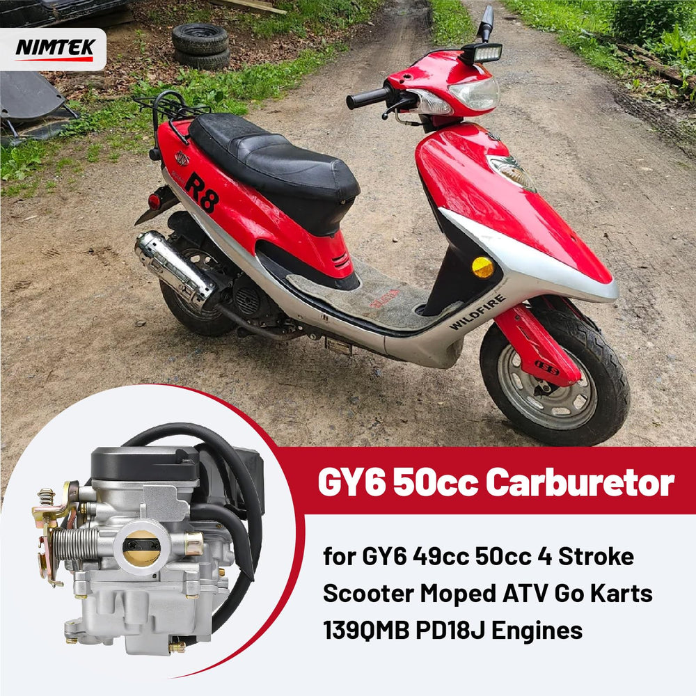 NIMTEK carburetor side view highlighting 2-pin electric choke plug for simple wiring