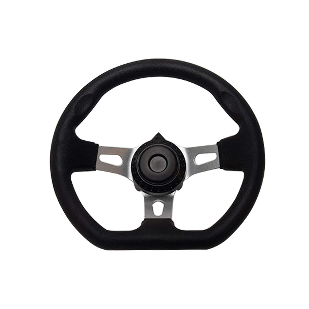 NINEFOX front view of the 10.5 inch steering wheel showing classic black finish and comfortable grip