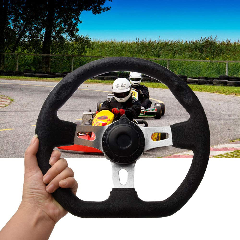 NINEFOX steering wheel on a go kart in an off-road setting illustrating practical use and durability