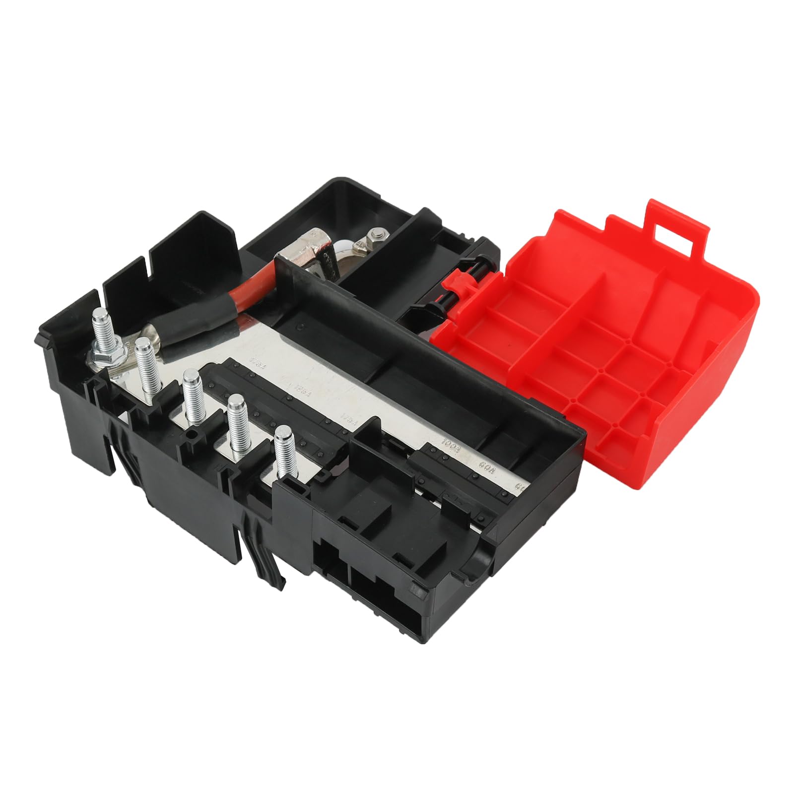 Nirakoka fuse block front view showing full housing and mounting points for accurate fit