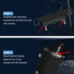 Nirakoka bracket installed on skid plate demonstrating secure reservoir placement benefit stability
