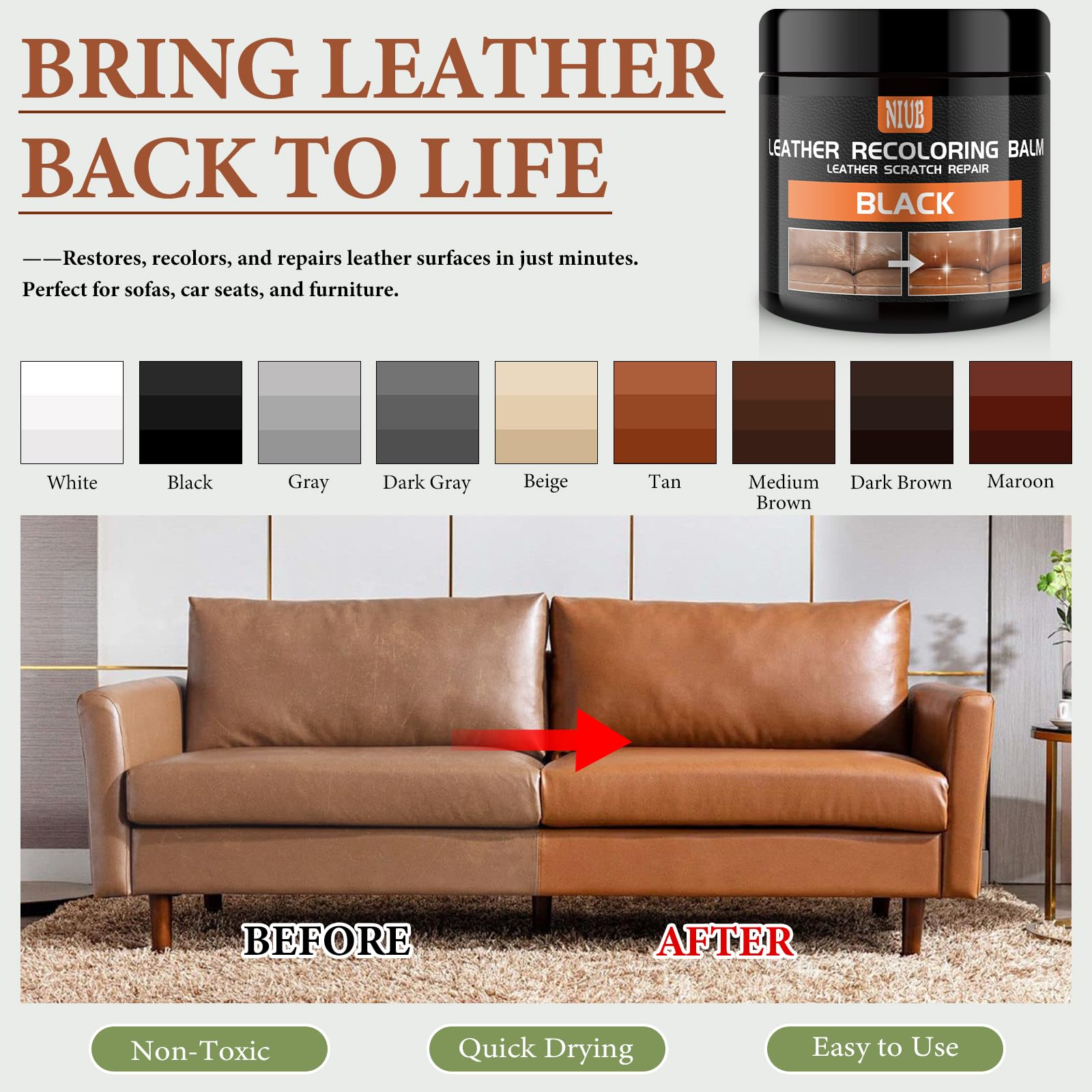 NIUB open tub revealing medium brown shade for accurate color matching benefit
