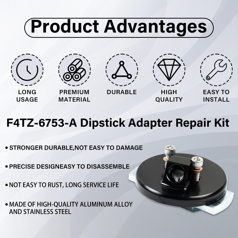 NIULPFZTK adapter installed on 7.3L Powerstroke demonstrating restored dipstick stability