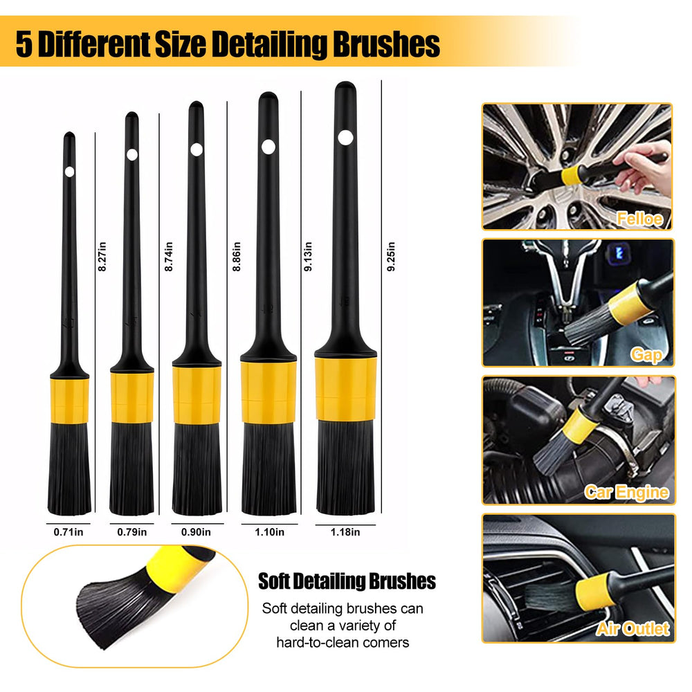 NIUMID assortment of detailing and wire brushes for vents and wheel cleaning
