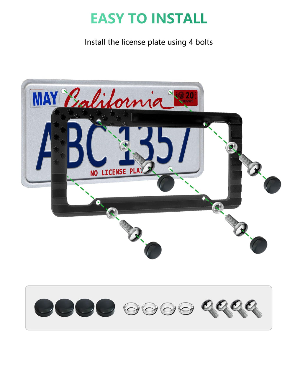 NJNYLLC frame mounted on rear plate demonstrating weather-resistant fit