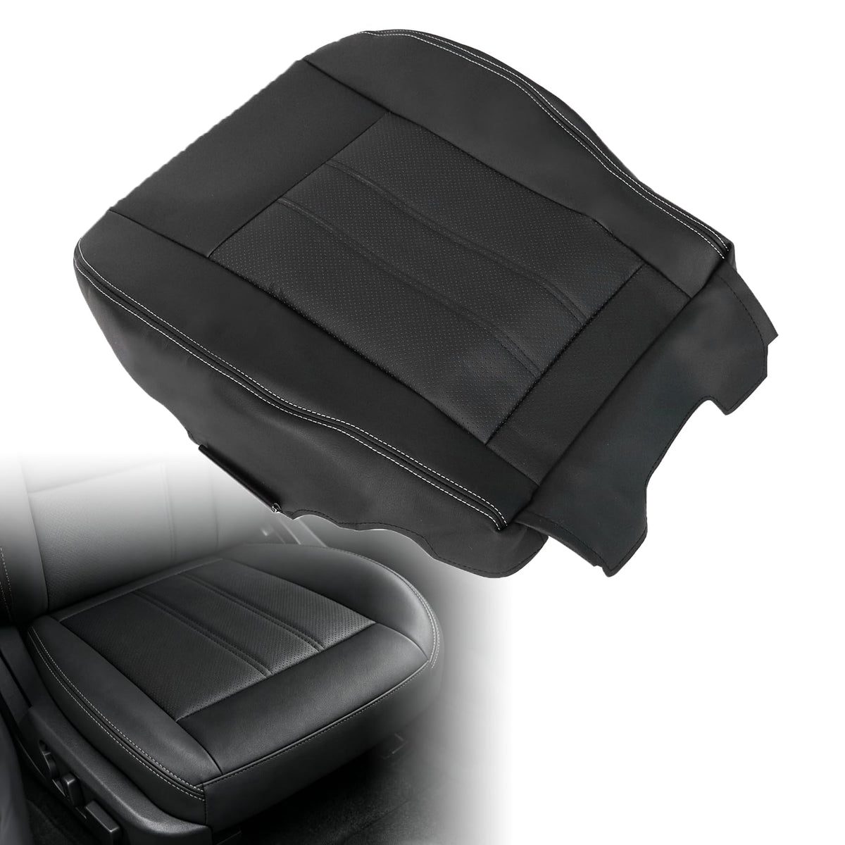 NLQR front seat cover packaging showing brand and model fitment benefits